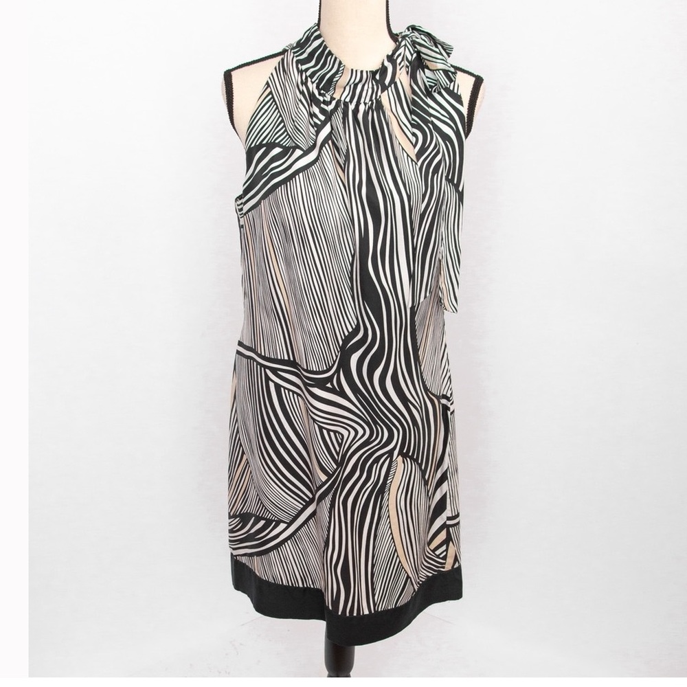White House Black Market silk bow tie shift dress